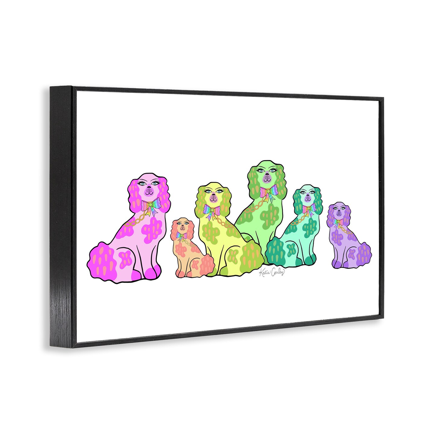 Stupell Industries Colorful Posh Pooches Framed Giclee Design by Katie Conley