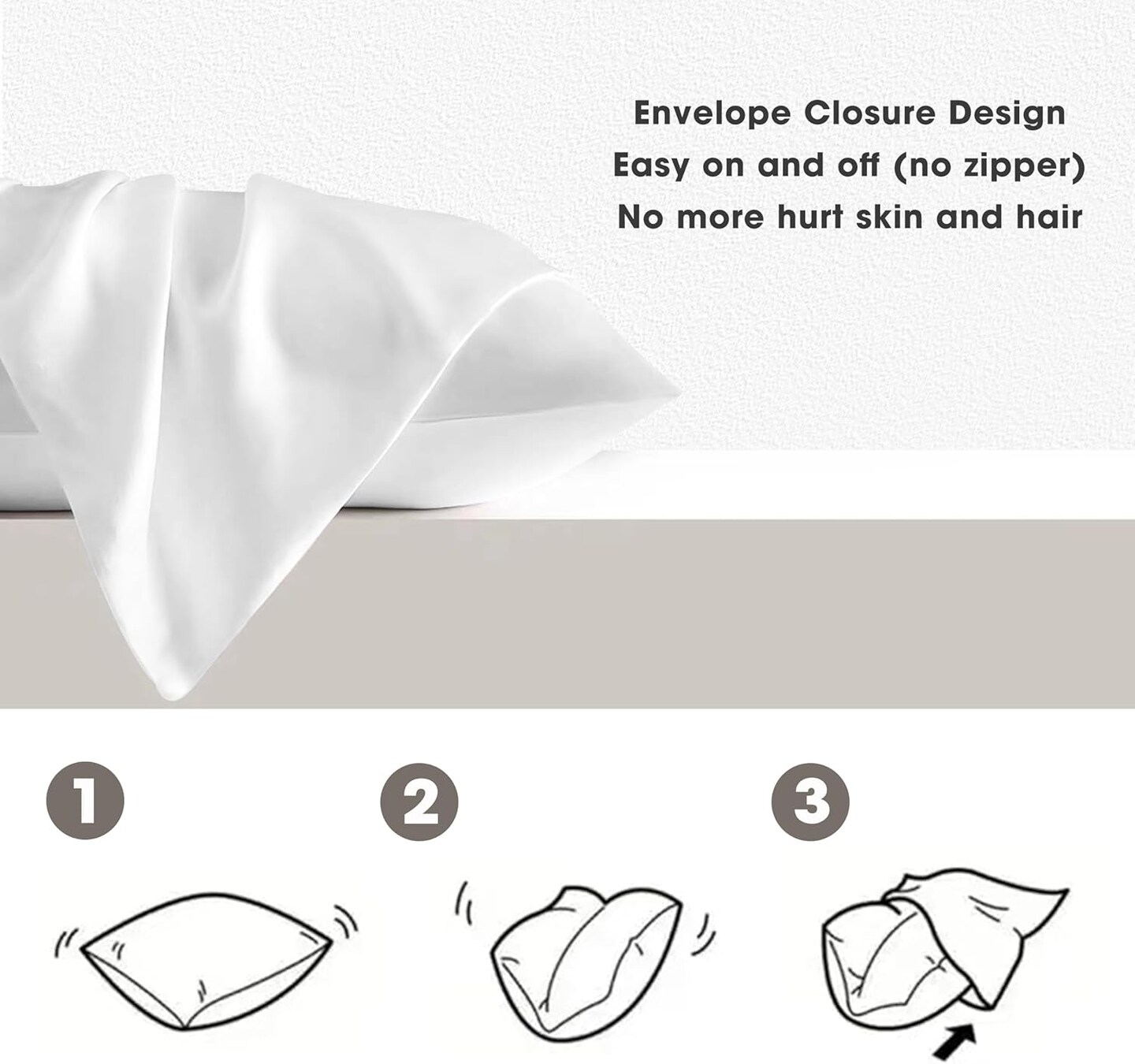Silk Pillow Cases 2 Pack, 100% Pure Mulberry Silk Pillowcase for Hair and Skin Health, Standard Size 20&#x22; x 26&#x22; Silk Pillow Case, Soft Smooth Cooling Premium Grade Silk Pillow Covers (White)