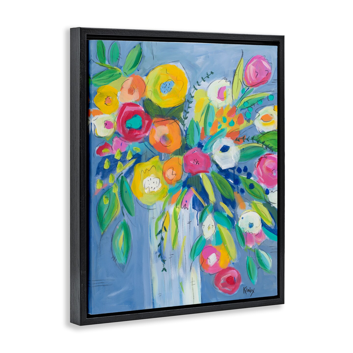 Stupell Industries Cheerful Blossom Energy Floating Frame, design by Krinlox