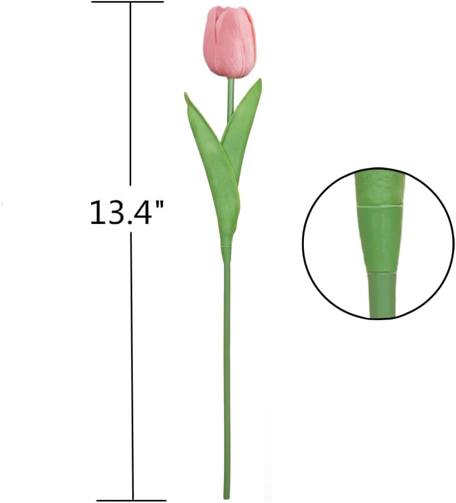 10 Pcs Real Touch PU Tulips – Artificial Faux Flowers for Home, Office, Wedding & Party Decorations (Pink)