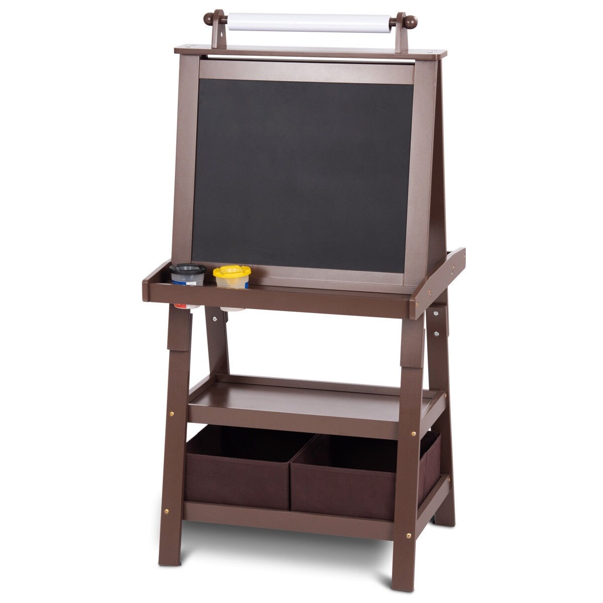 Kids Easel Double Sided Blackboard Whiteboard Art Station Brown