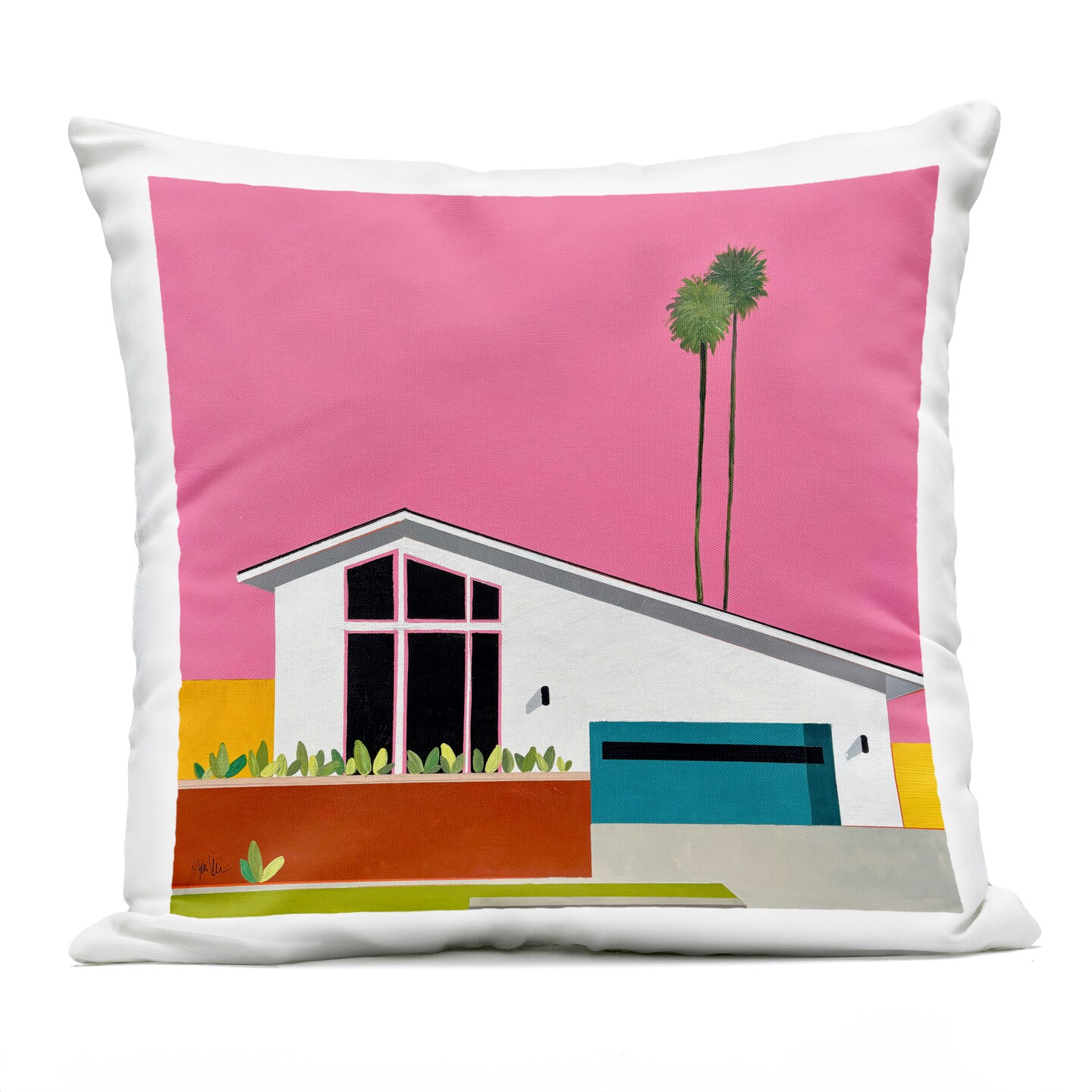 Stupell Industries Pink Sunkissed Suburbia Outdoor Printed Pillow, design by Jan Weiss, 18 x 7 x 18