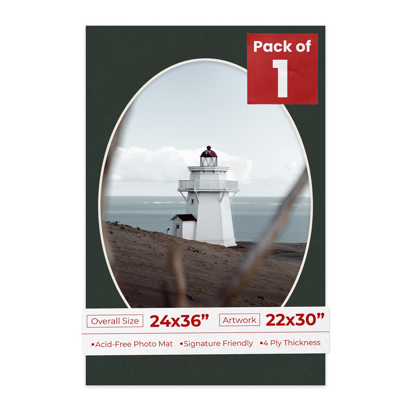 Textured Black Mat Board for 24x36 Frames - Oval Opening for 22x30 Photos