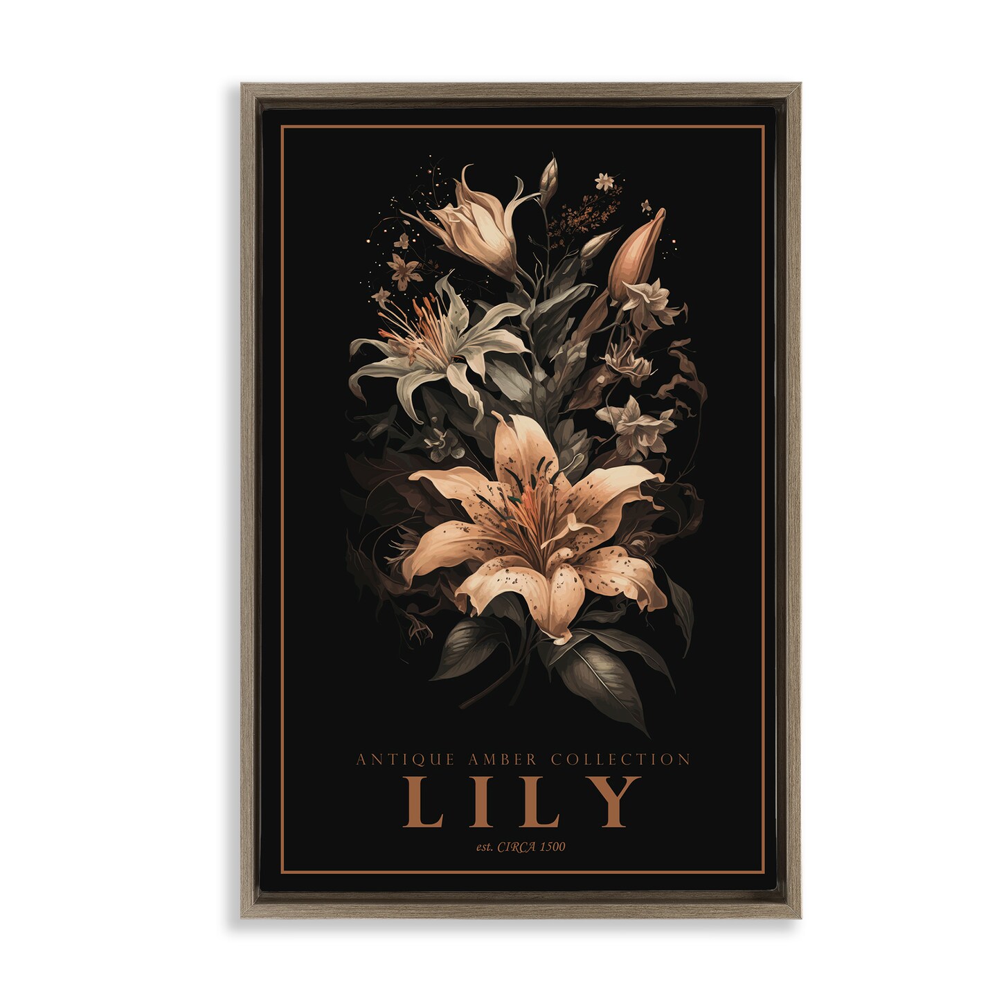 Stupell Industries Antique Lily Light Floating Frame, design by Chris Giampietro
