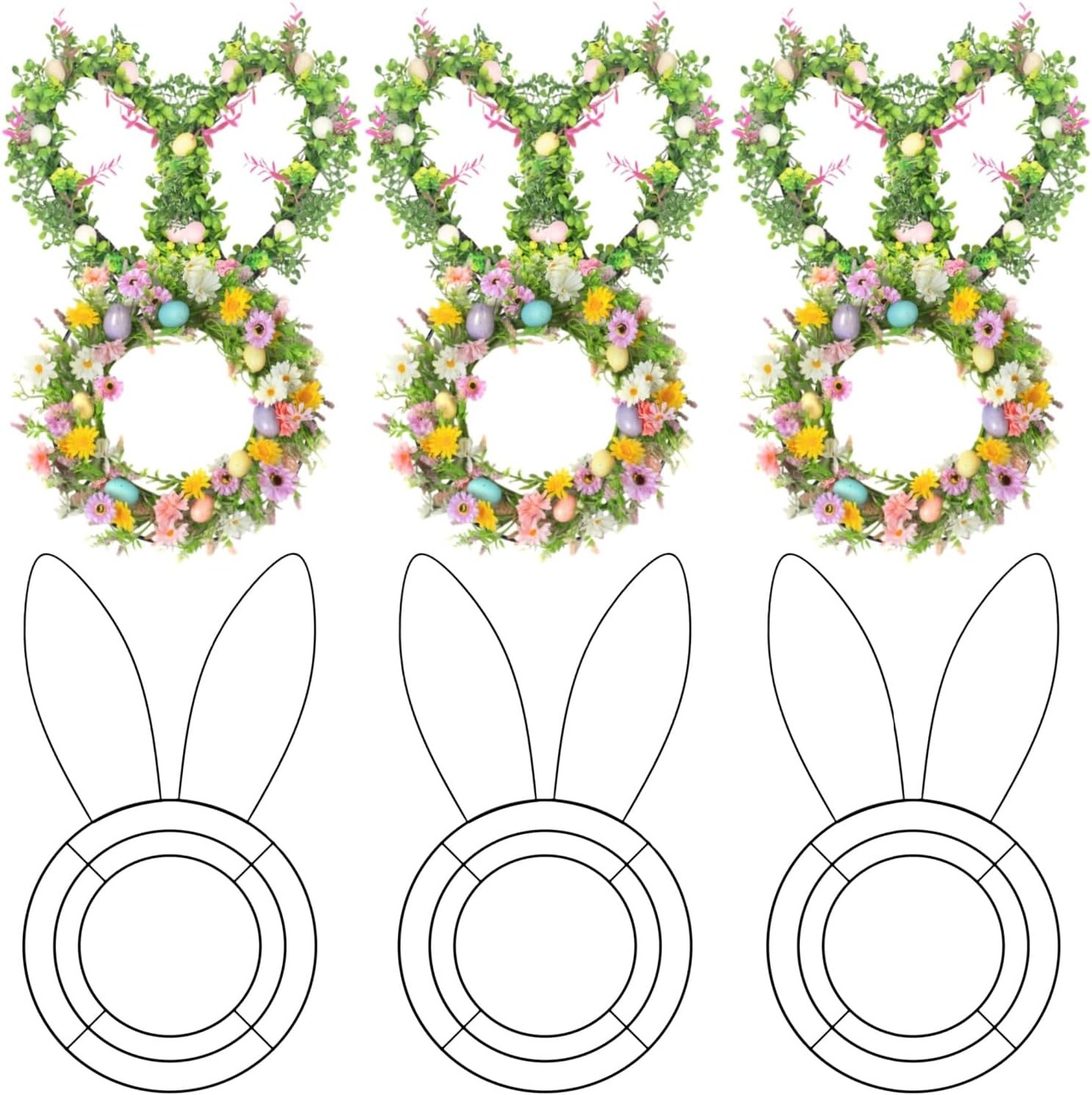 6-Pack 16-Inch Easter Bunny Wreath Frames – DIY Wire Wreath Forms for Spring and Holiday Decorations