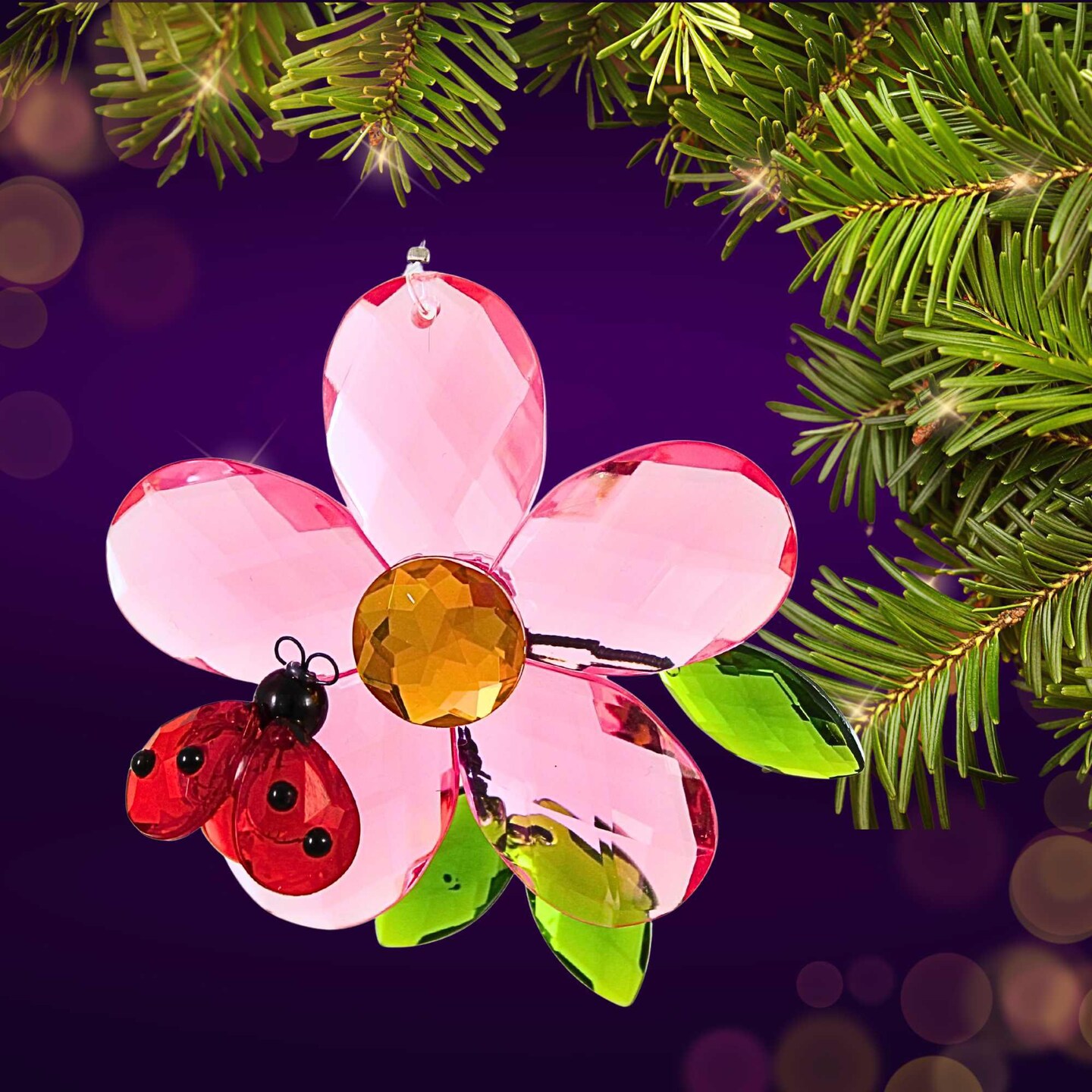 Crystal Expressions 3.0 Inch Daisy Flower With Friend Ornament Spring Tree Ornament , Summer Spring Suncatcher