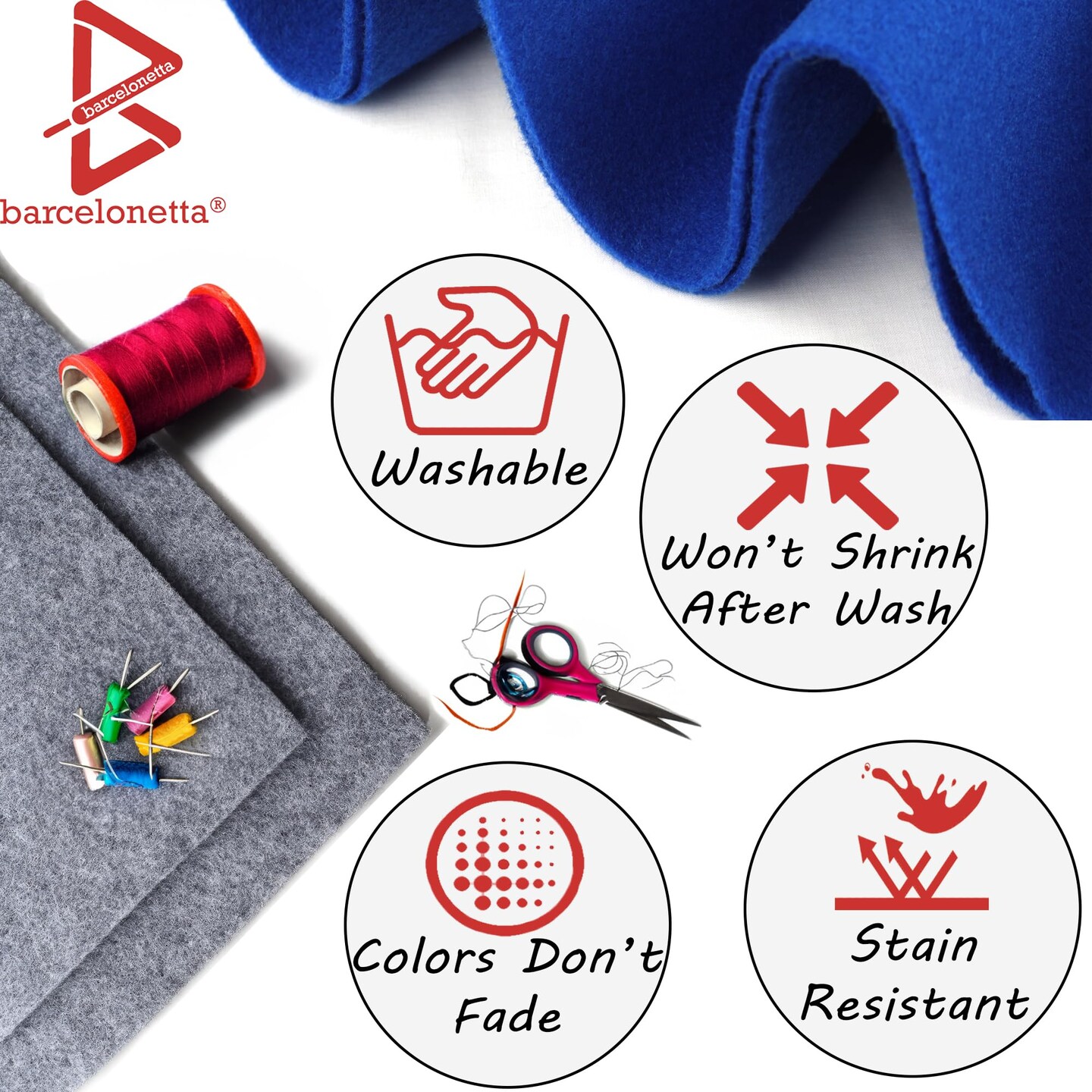 Barcelonetta | Felt Fabric | 72" Wide | 1.6mm Thick | Acrylic & Soft | Felt by The Yard | Felt for DIY Crafts, Projects, Sewing (Black, 1 Yard)