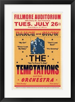 Framed Art The Temptations, Fillmore, 1966 - Vintage Music Wall | Iconic R&B Decor 23x29 Inches