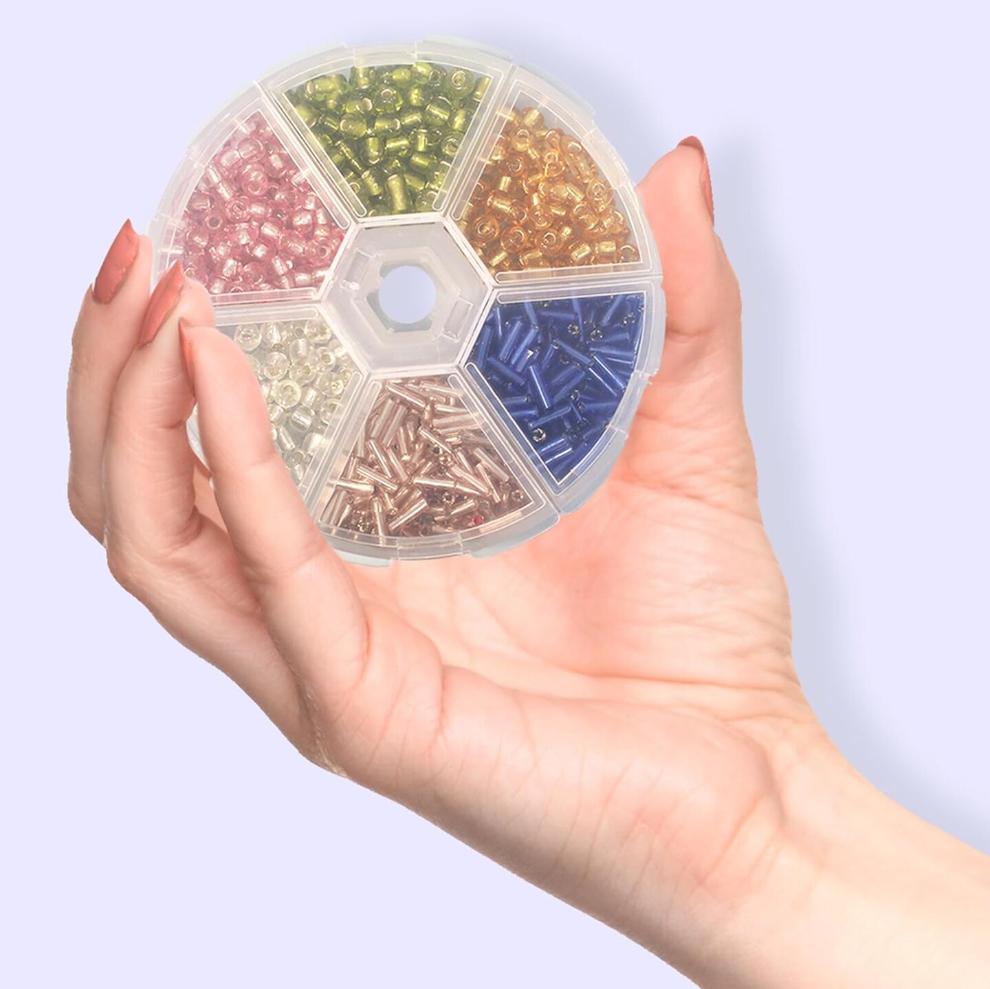 Round Plastic Organizer Box - 3.25" x 0.75" with 6 Snap-Lock Sections, Compact Storage for Beads, Findings, Jewelry Supplies & Small Craft Items