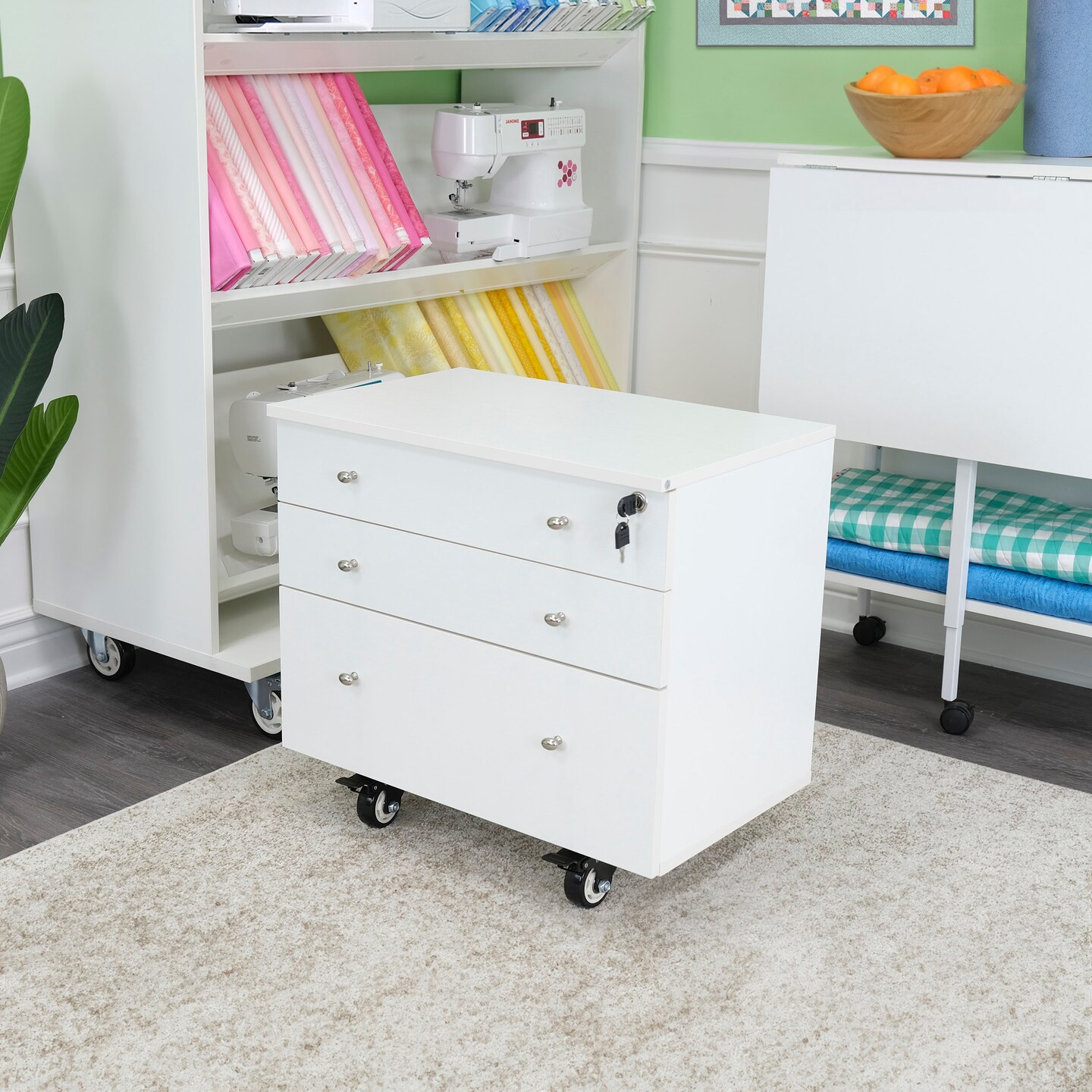 Arrow Sewing Furniture Joey Storage Cabinet with Drawers & Rolling Casters