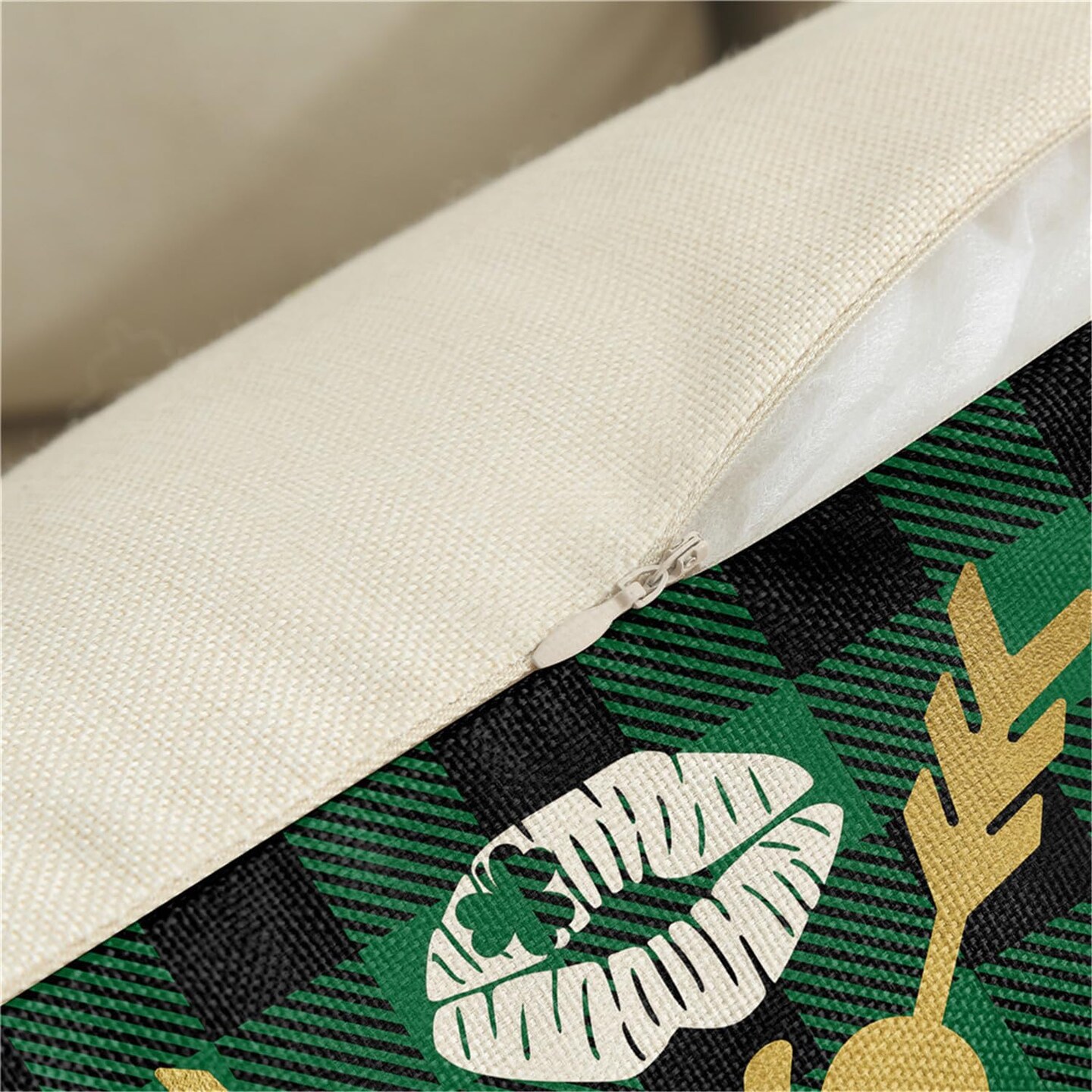 St Patricks Day Pillow Covers 18x18 Buffalo Plaid St Patricks Day Decorations Lucky Clover Hat Throw Pillow Covers Shamrock Cushion Case for Sofa Couch Set of 4