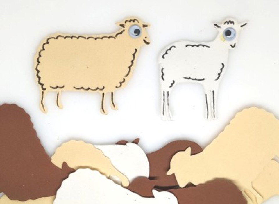 Foam Sheep Shapes 40 Pack – 2" x 2.5" Farm Animal Craft Cutouts for Classroom, Sunday School & DIY Kids Projects