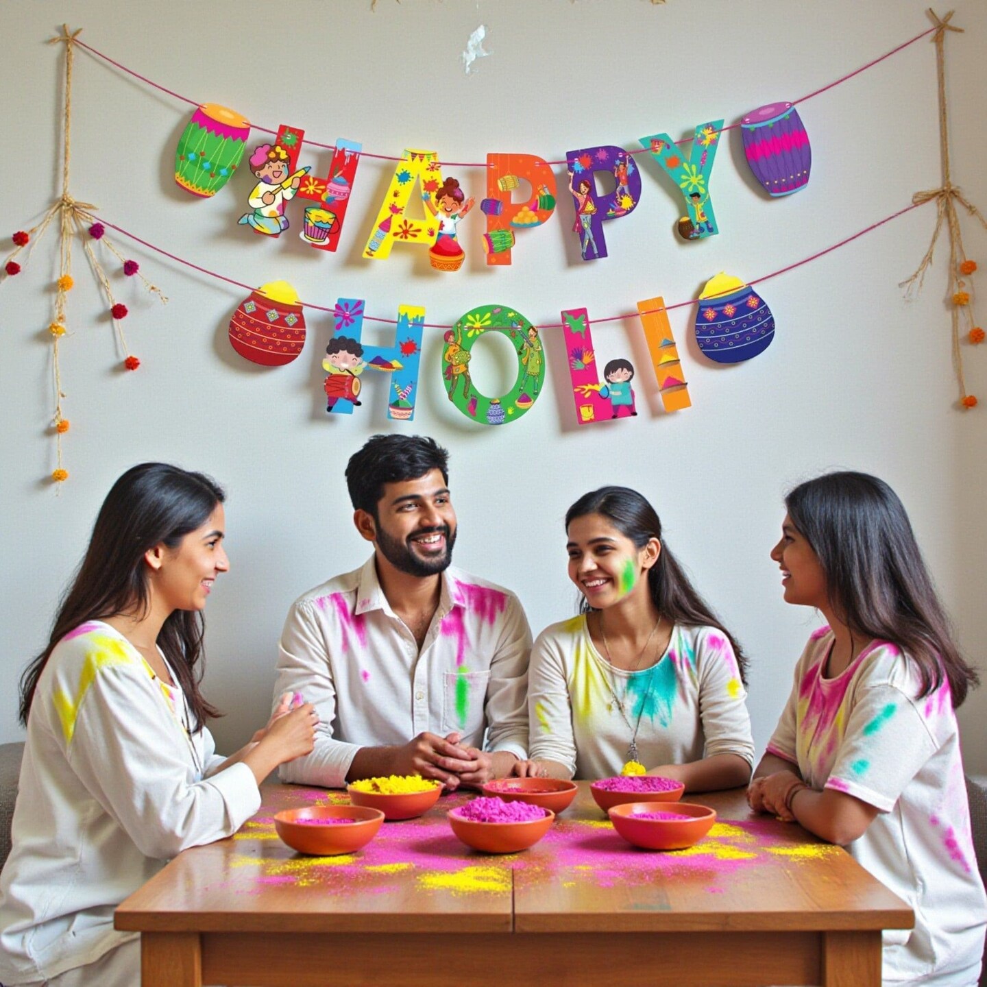 Happy Holi Banners Indian Festival Colorful Bunting Diy Festival of Colors Holi Decorations Home Indoor Outdoor Decoration Bollywood Party Supplies Home Decor Holi Ideas