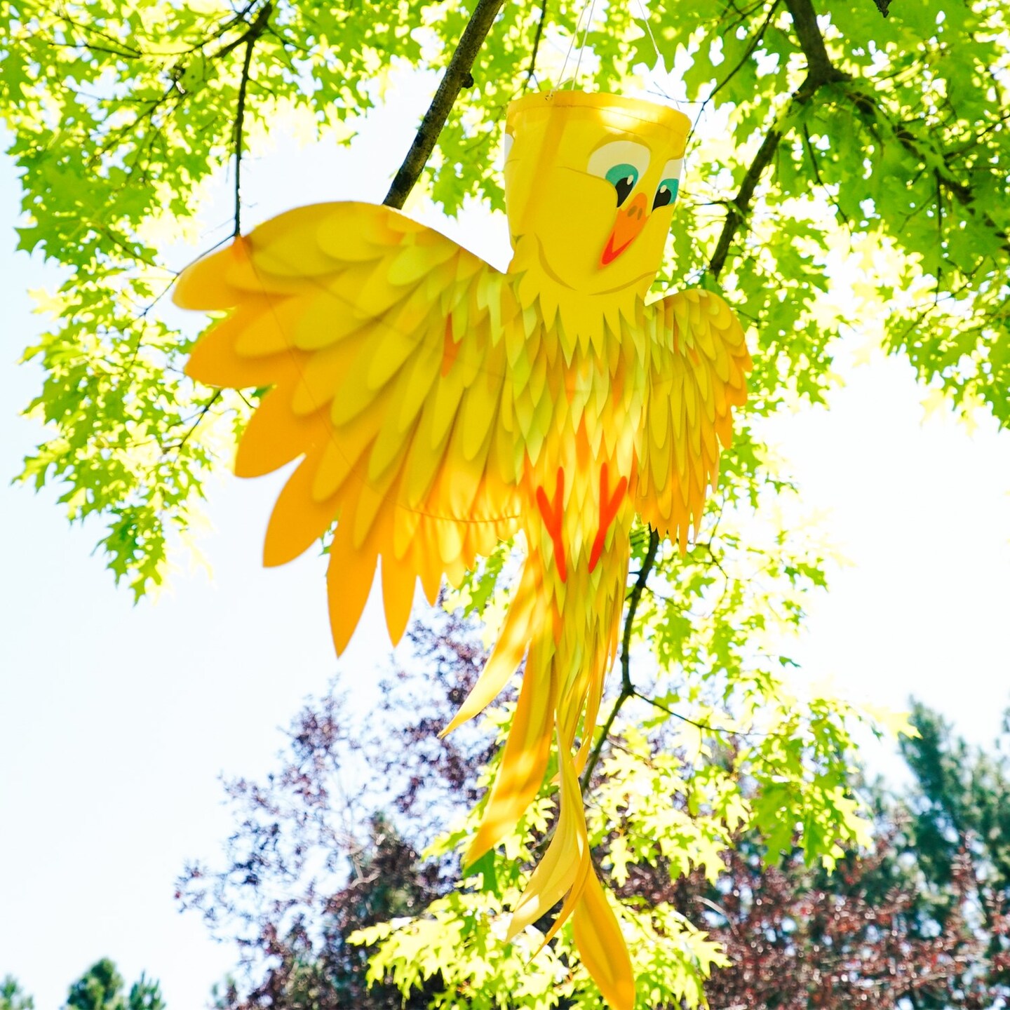 In the Breeze 5274 — Yellow Bird Windsock — Colorful, Fully Printed, Unique Outdoor Bird Windsock