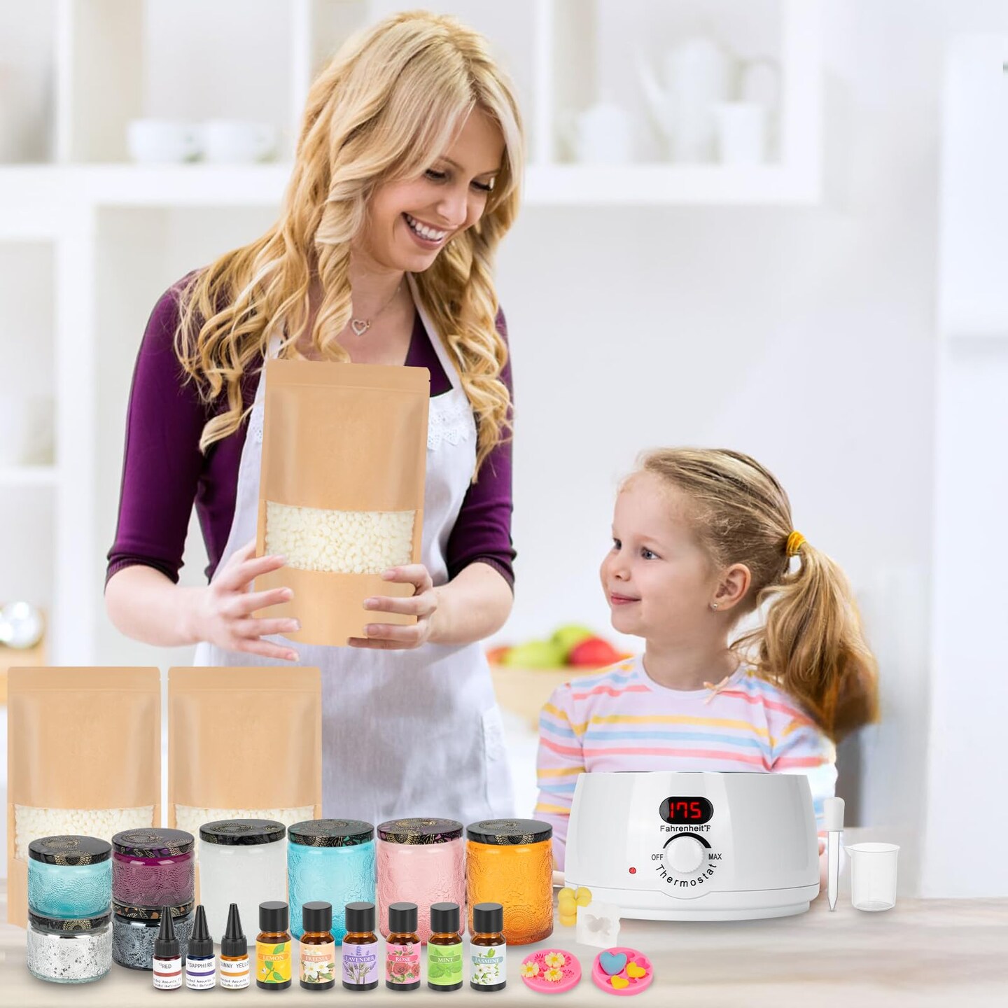 Candle Making Kit, Scented Candles Making Kit Supplies with Digital Soy Wax Melt Warmer Candle Making Complete Kit for Adults Beginners DIY Starters