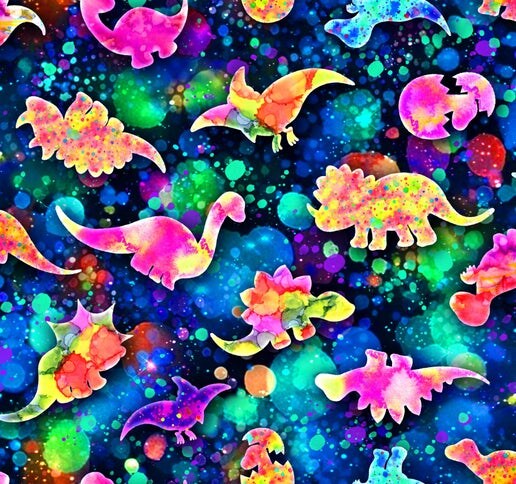 Oasis Fabrics Baby Dinos Dino Silhouettes Dark Blue Cotton Fabric by the Yard
