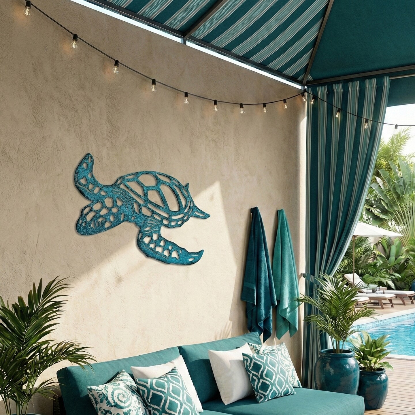 Swimming Sea Turtle Metal Wall Art | Modern Coastal Decor