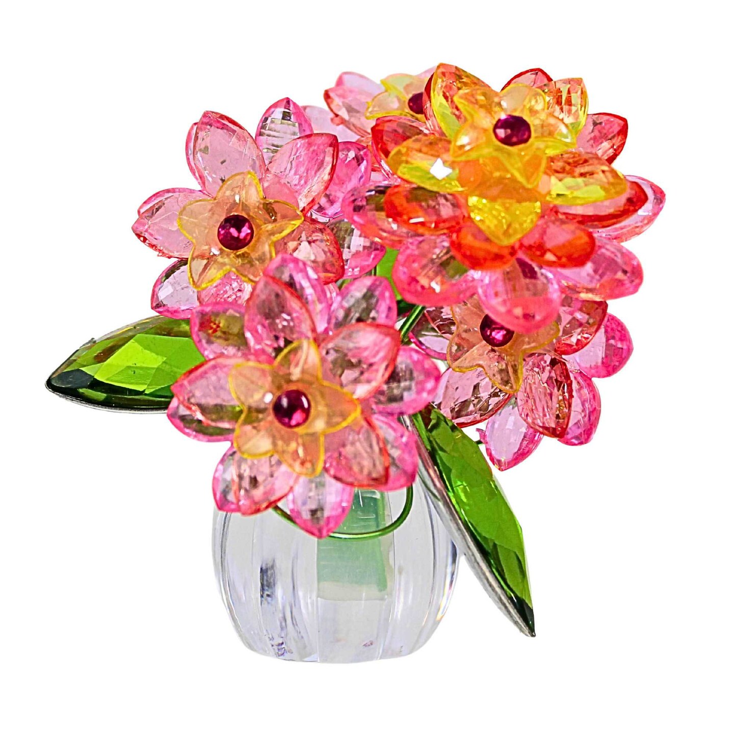 Crystal Expressions 3.5 Inch Dahlia Posy Pot Summer Figurine , Lightweight Summer Decor Nectar Floral Spring Summer