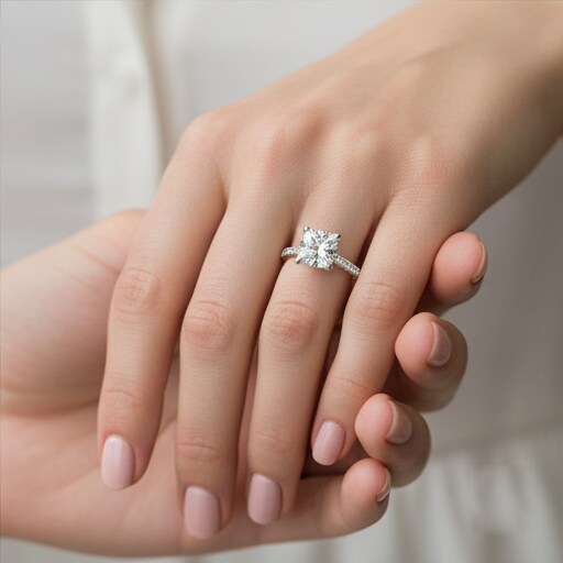 14K White Gold Natural Earth Mined Cushion Cut Diamond Engagement