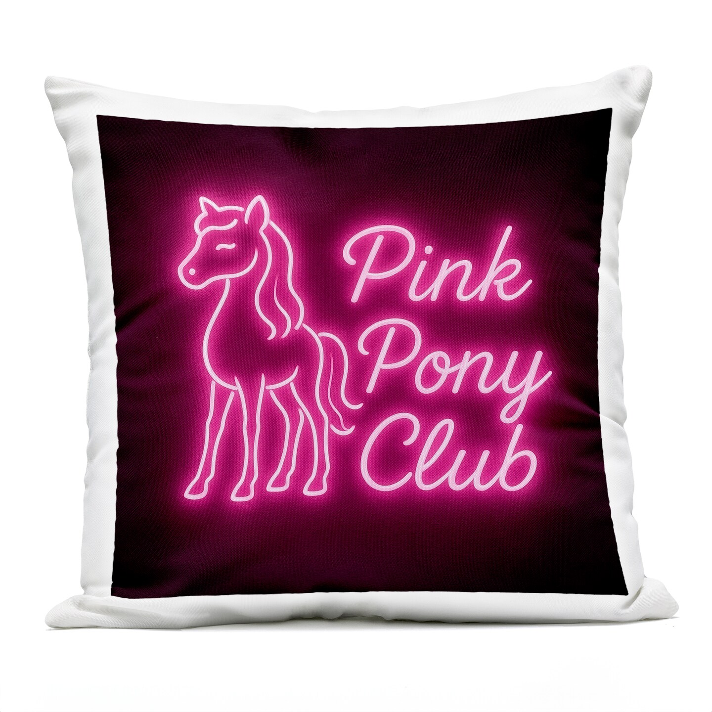 Stupell Industries Pink Pony Club Neon Outdoor Printed Pillow, design by Grotto Studios, 18 x 7 x 18