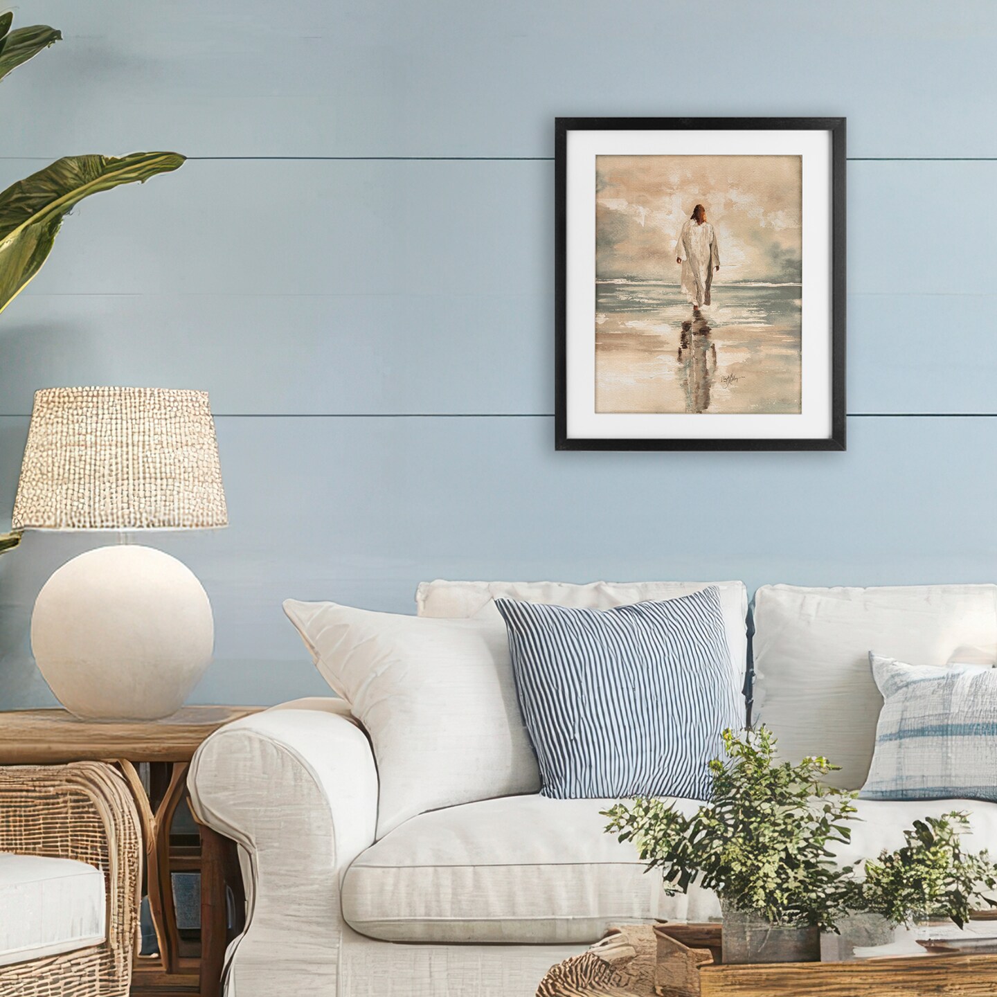 Stupell Industries Jesus Calms The Sea Framed Print Under Glass, design by Elizabeth Medley