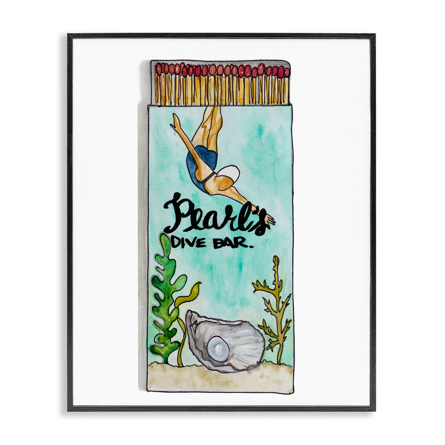 Stupell Industries Pearl Dive Matchbook Framed Giclee, design by Nola James