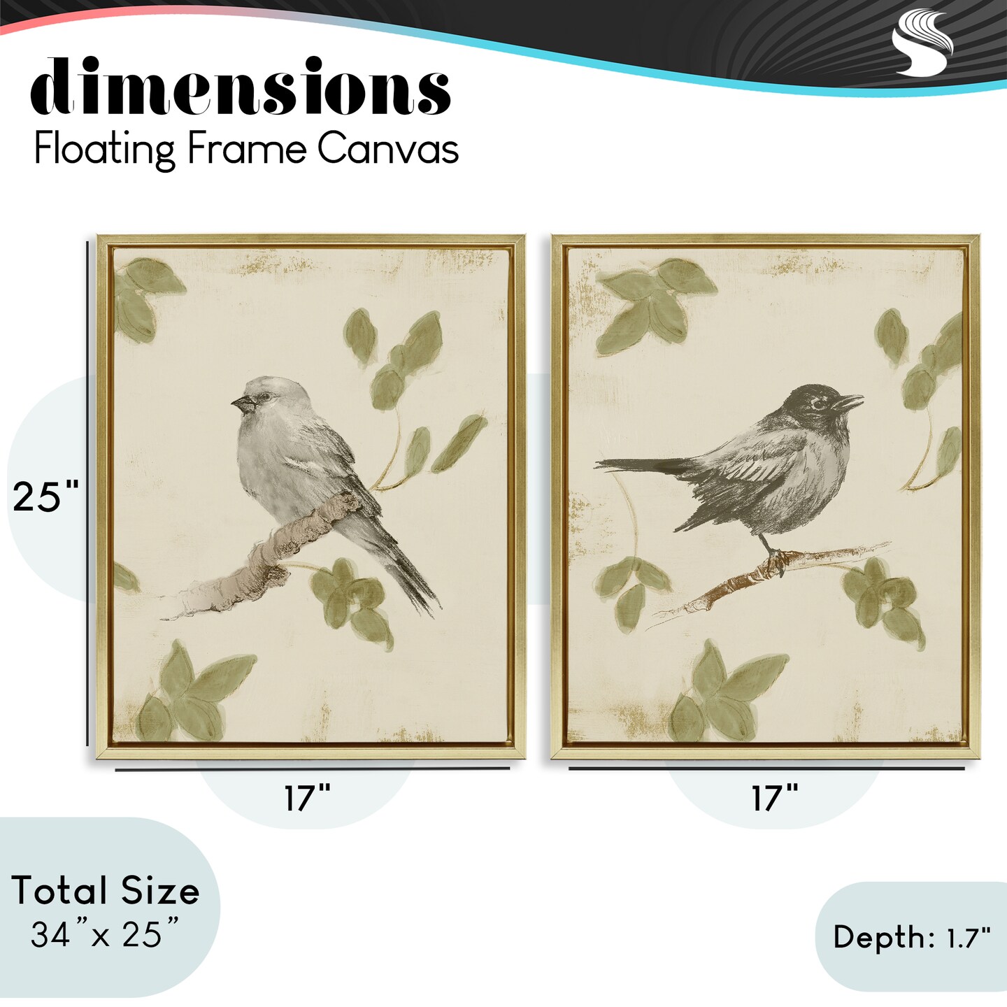 Stupell Industries Neutral Bird Scene 2pc Floating Frame Set, design by Lanie Loreth