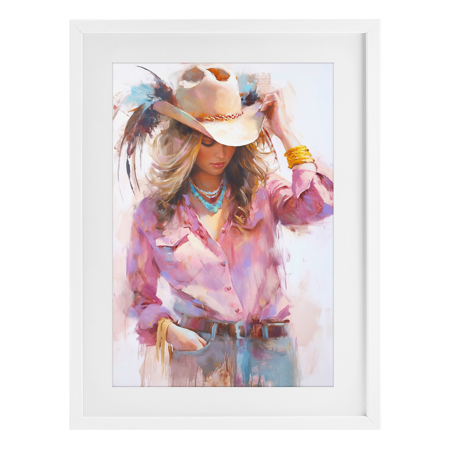 Stupell Industries Cowgirl Hat Reflections Framed Print Under Glass, design by Tina LeCour