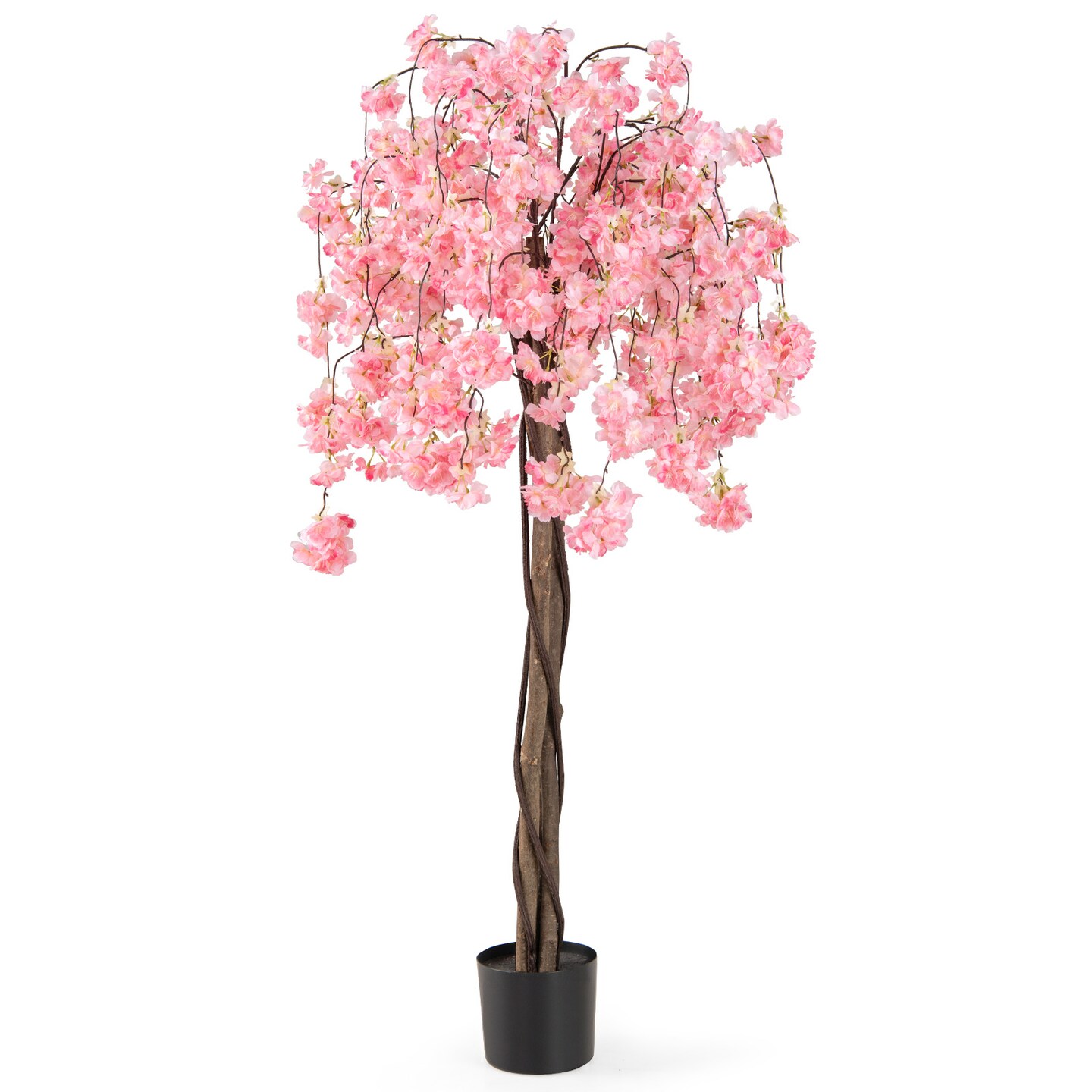 Single 5.5 FT Cherry Blossom Artificial Tree with Lifelike Pink Blooms