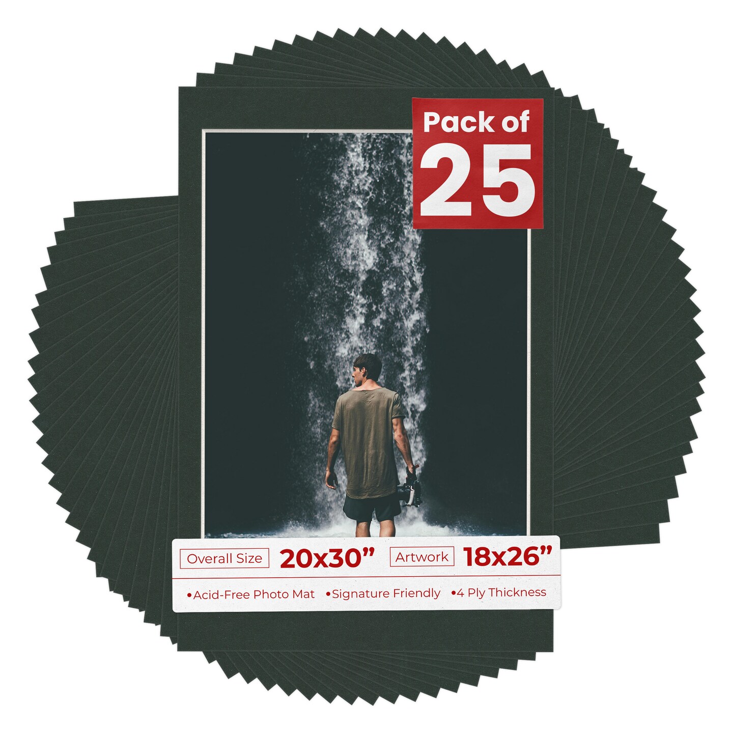 Black Mat Board for 20x30 Frames - Fits 18x26 Photos, Color: Black ...