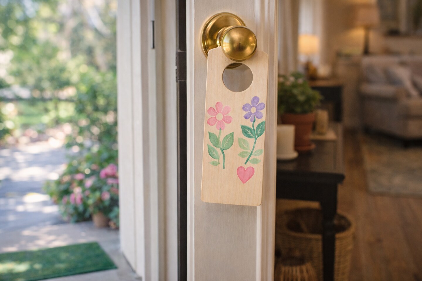Unfinished Wood Door Hanger Blank – DIY Paintable Wooden Door Sign Craft – Smooth Natural Wood Plaque 1Pc