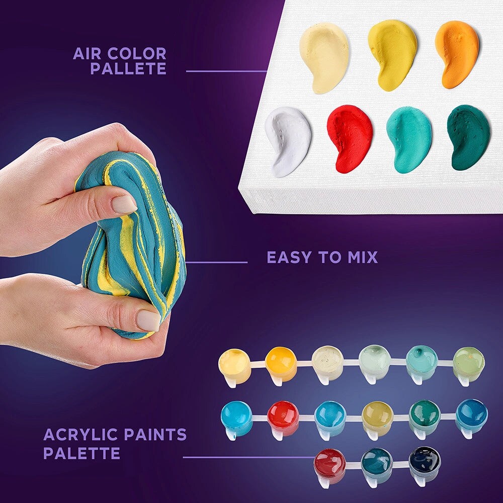 OKTO | Air Dry Clay Paint by Numbers & Modeling Kit for Adults | Balloon Flight | 11.8x15.7 in