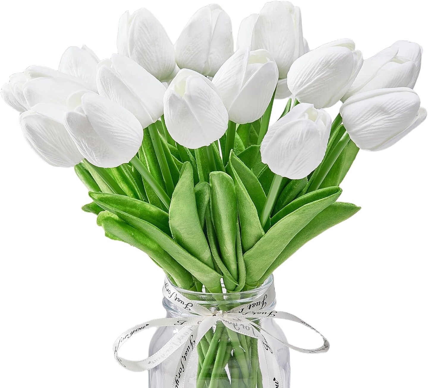 20 Pcs White Real Touch Artificial Tulips – Faux Flowers for Home, Table, Wedding & Spring Decorations