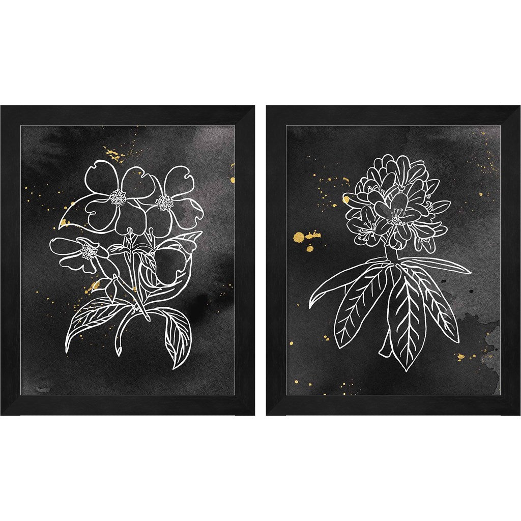 Indigo Blooms Black B by Wild Apple Portfolio, 2 Piece Black Framed Art Set