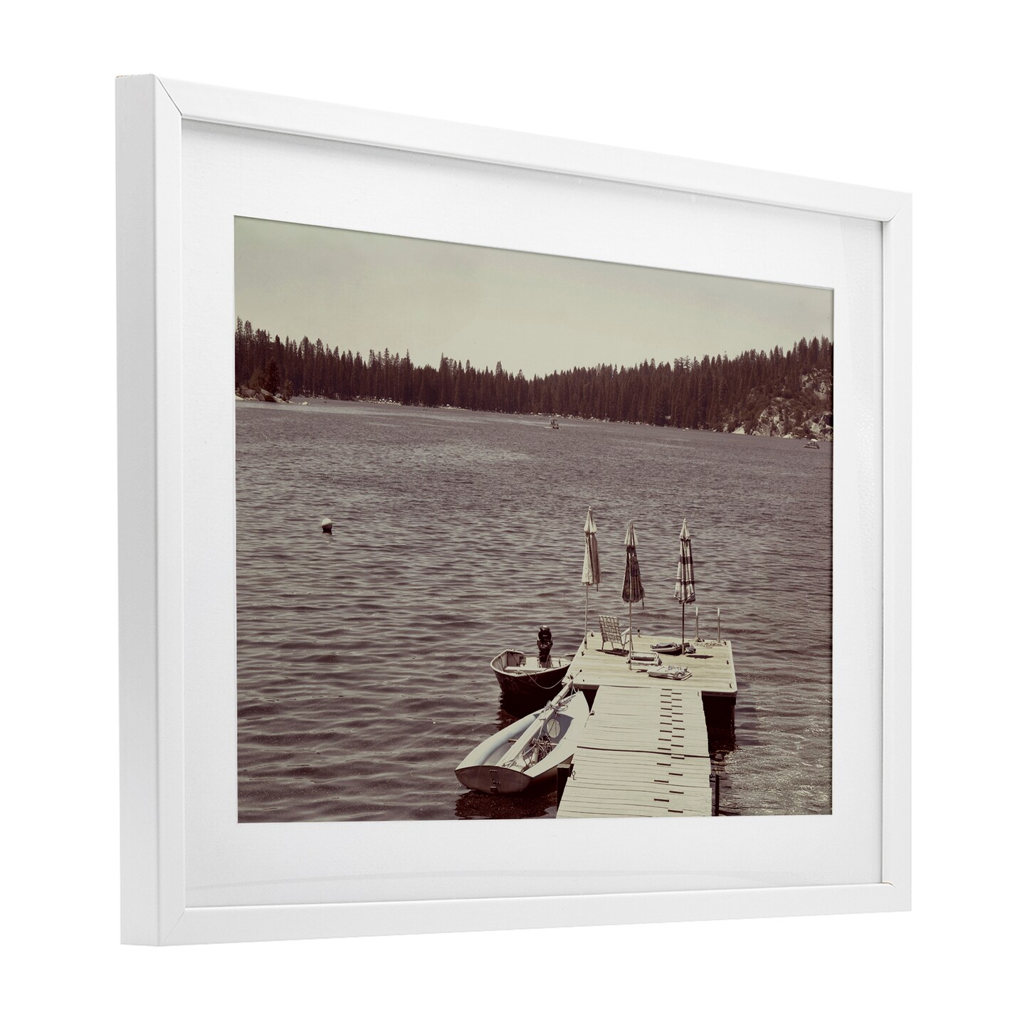Stupell Industries Vintage Lake Life Dock Framed Print Under Glass, design by Gemma Bardot
