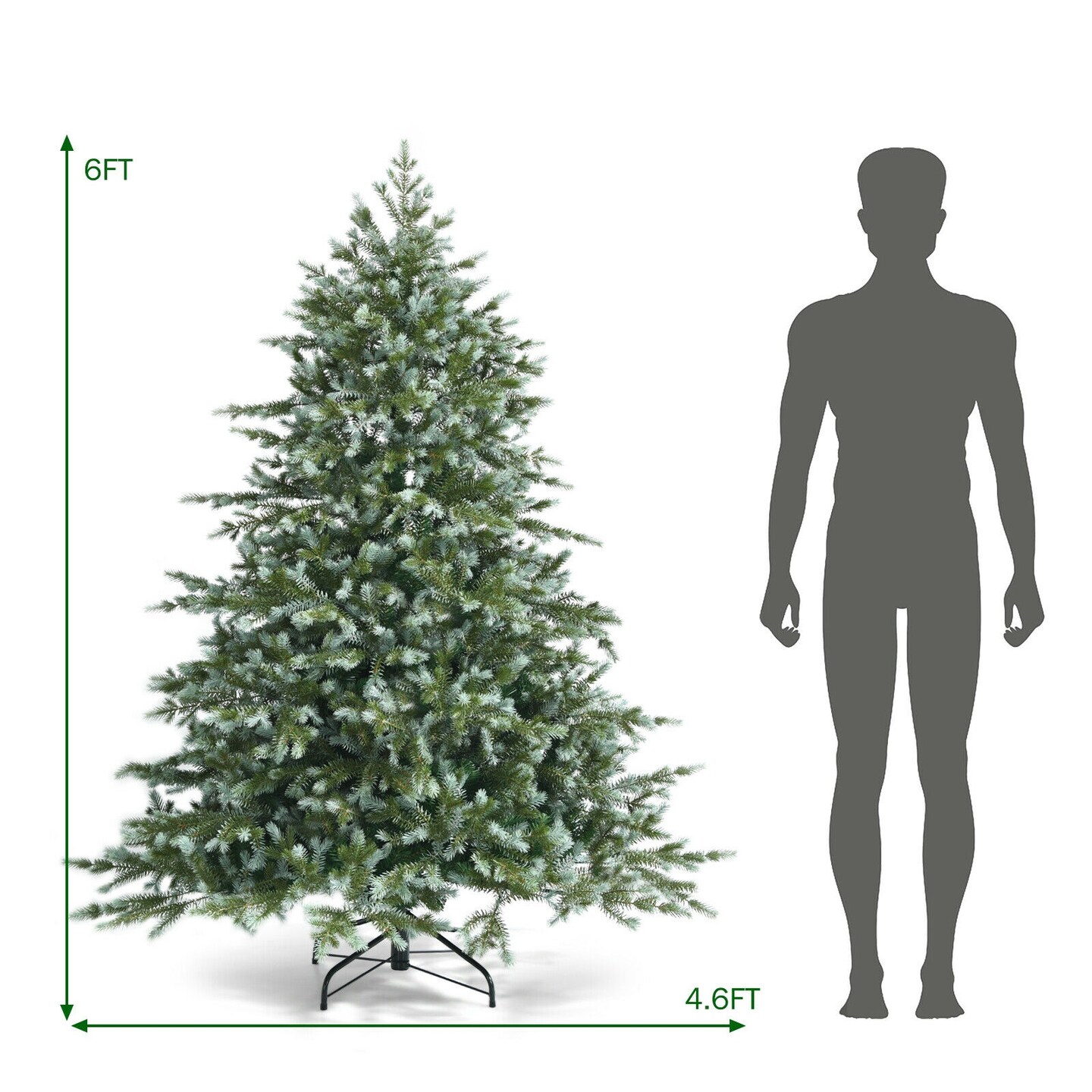 Green PVC Artificial Christmas Tree with 892 Tips Metal Stand 6 ft