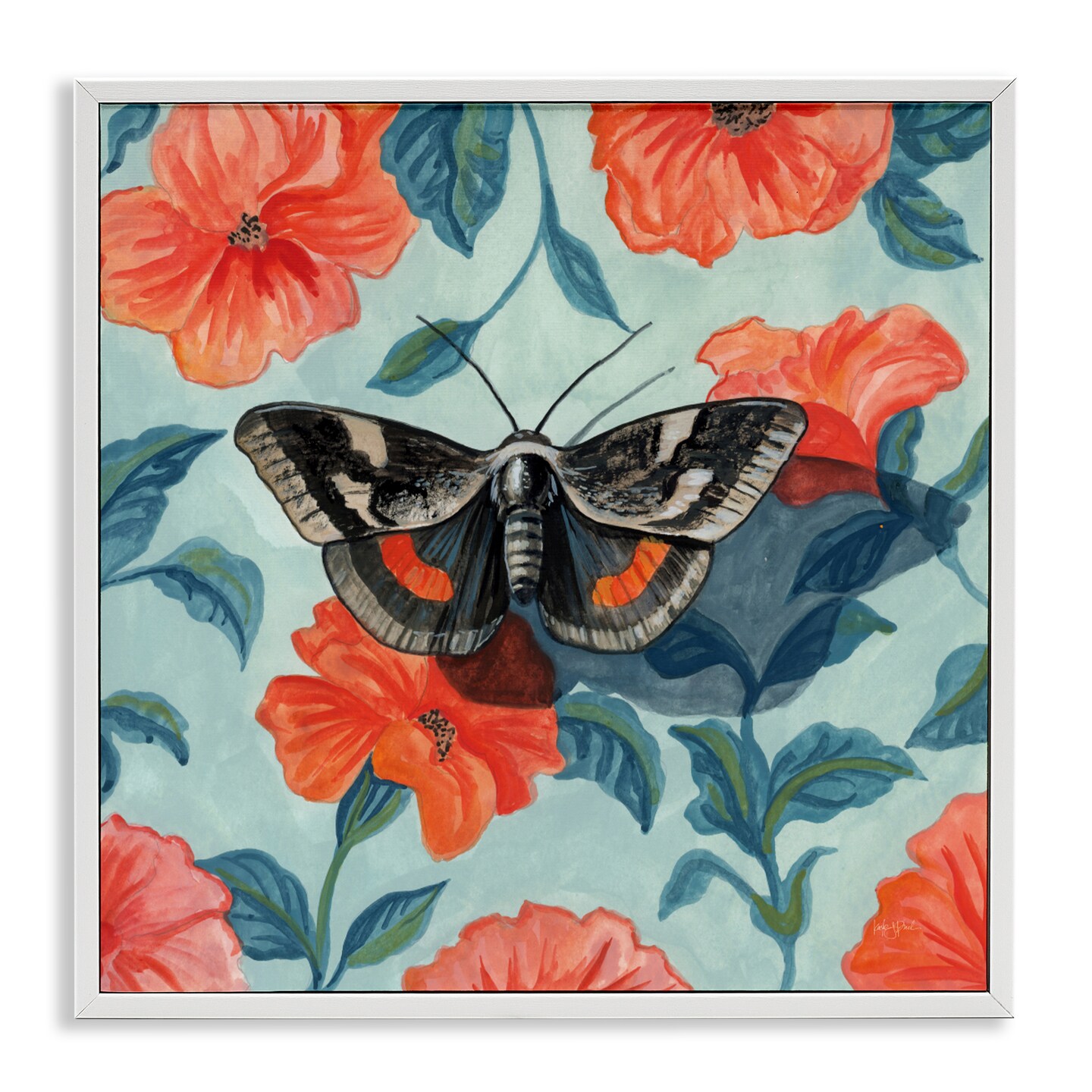 Stupell Industries Academia Moth On Floral Framed Giclee, design by Kate Jarvik Birch