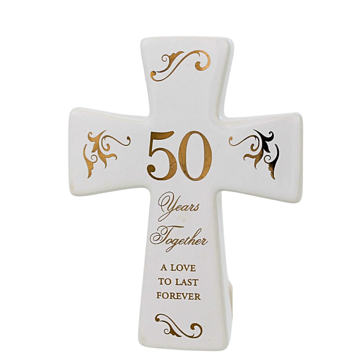 Roman 4.25 In 50Th Anniversary Tabletop Cross Keepsake Figurine , Lightweight Multi Seasonal Decor 50Th Anniversary