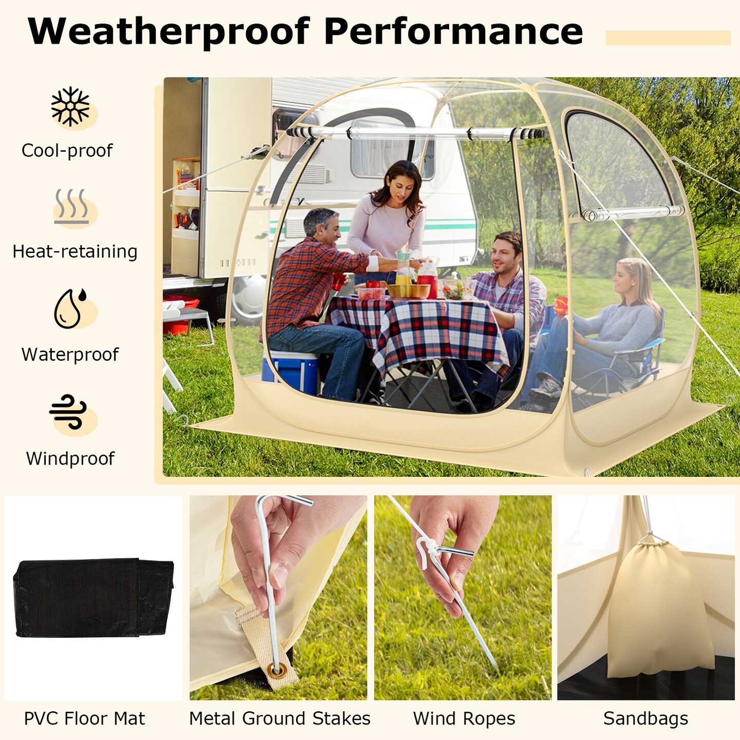 Transparent Pop-Up Bubble Tent Instant Setup Outdoor Camping Sports Shelter