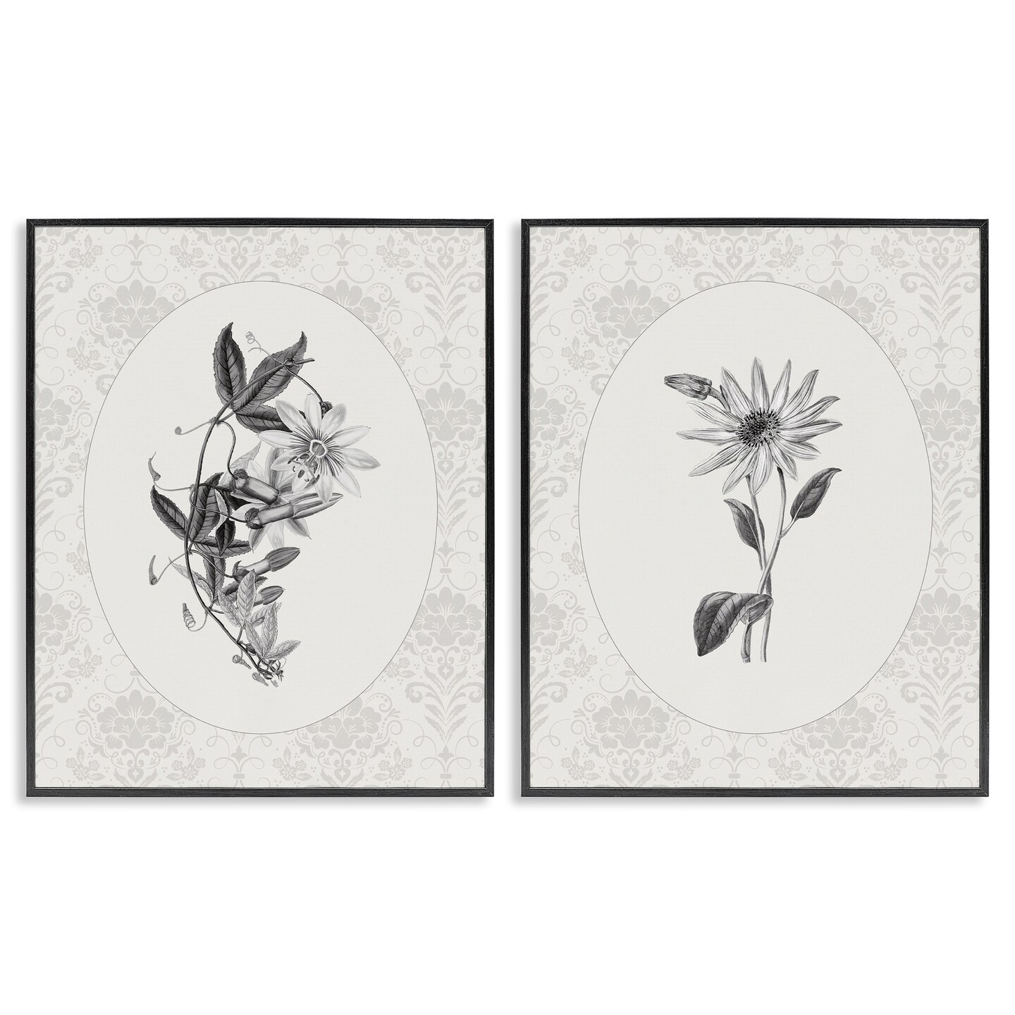 Stupell Industries Vintage Flowers & Lace 2pc Framed Giclee Set, design by CAD Designs
