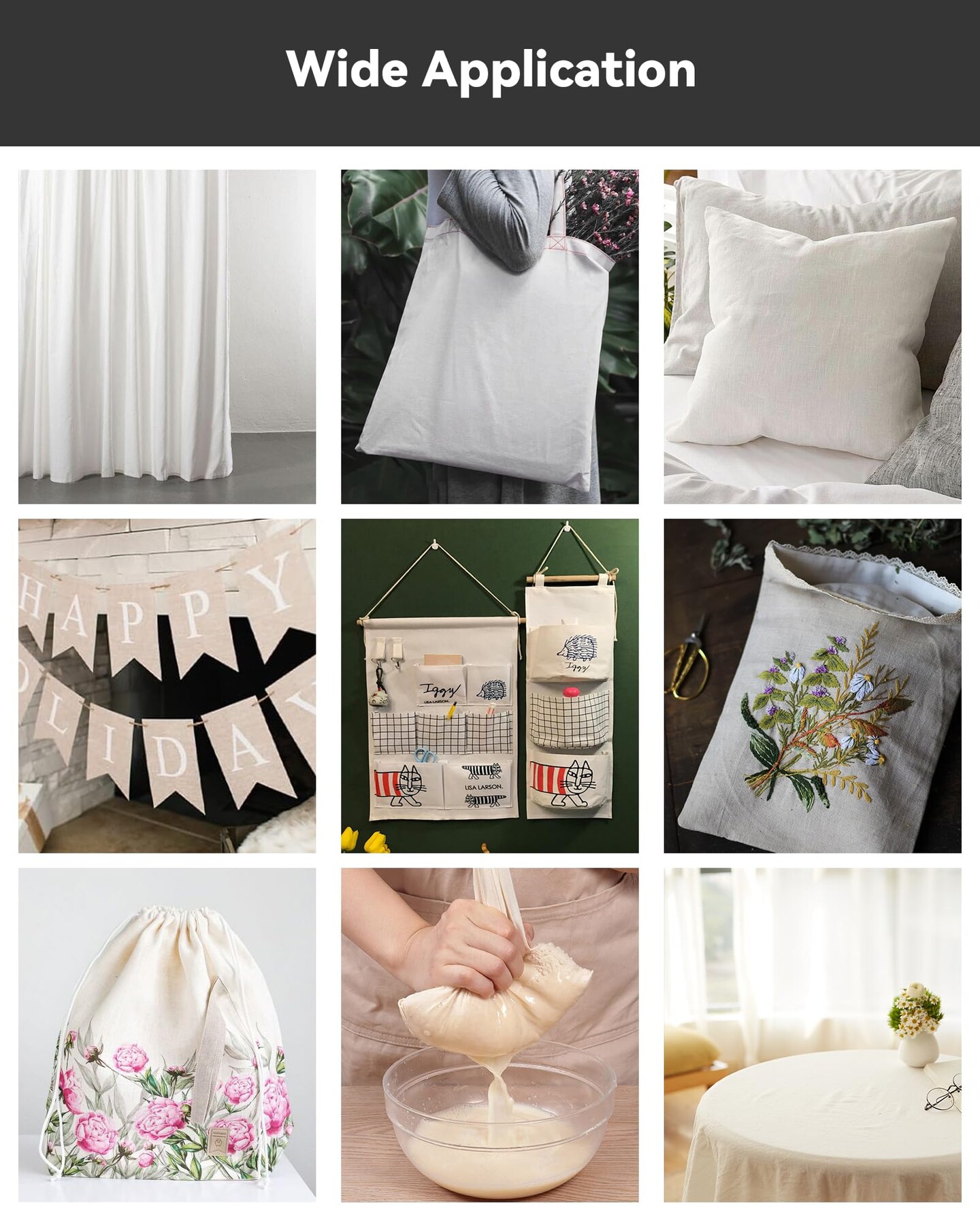 Medium Weight 100% Cotton Muslin Fabric: 63 inch x 2 Yards Unbleached Muslin Linen Fabric Material for Sewing Material Apparel Cloth