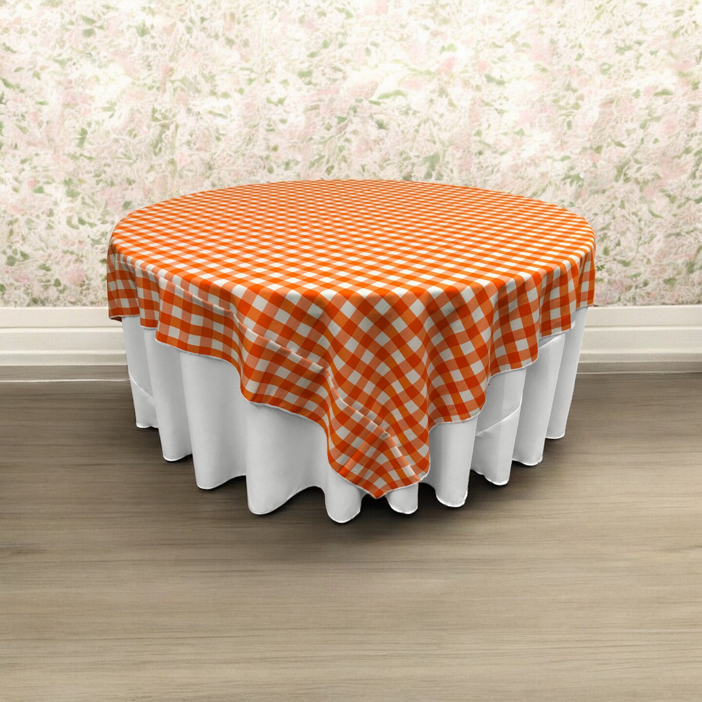 Square Tablecloth 72 x 72 Inch Gingham Checkered Polyester Overlay Use