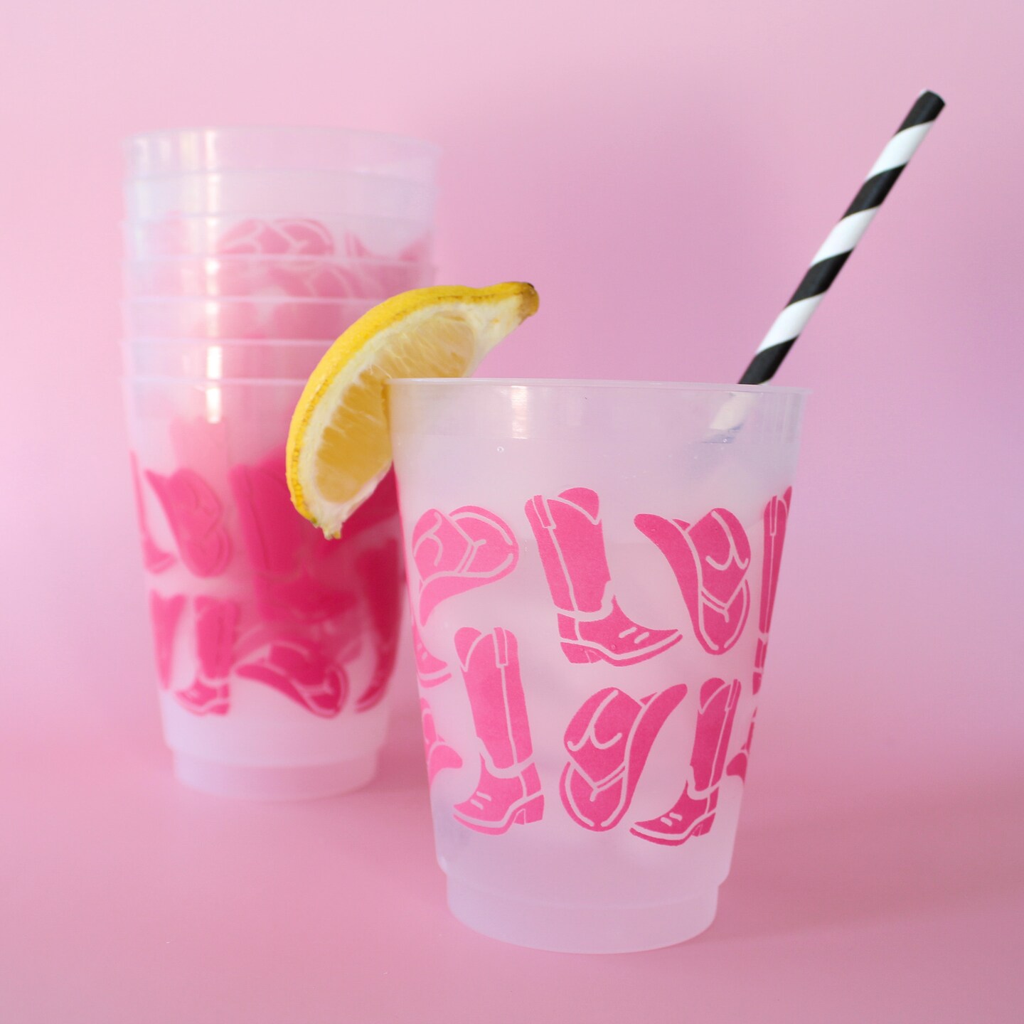 Let's Go Girls Western Party Cup, Set of Eight 16 Ounce Plastic Cups