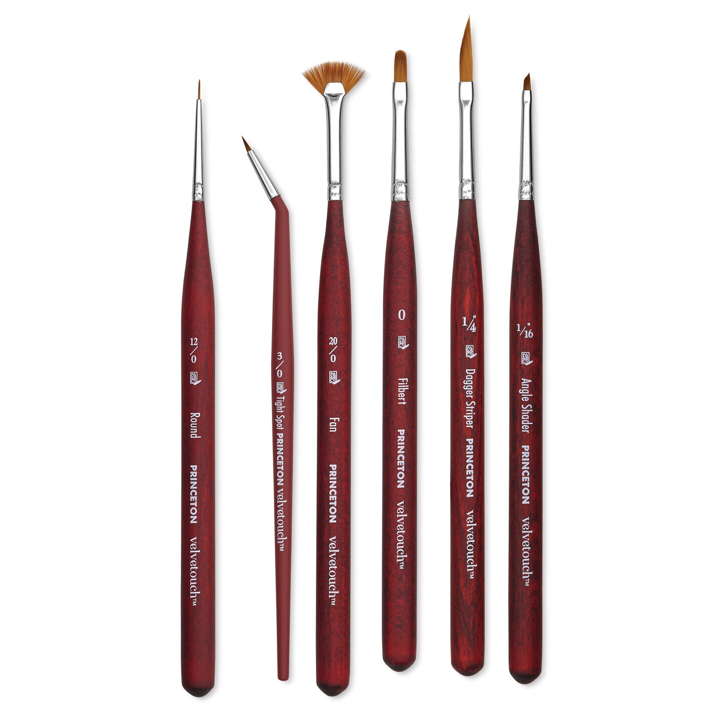 Princeton Velvetouch Synthetic Mini Brush - Assorted Minis, Set of 6