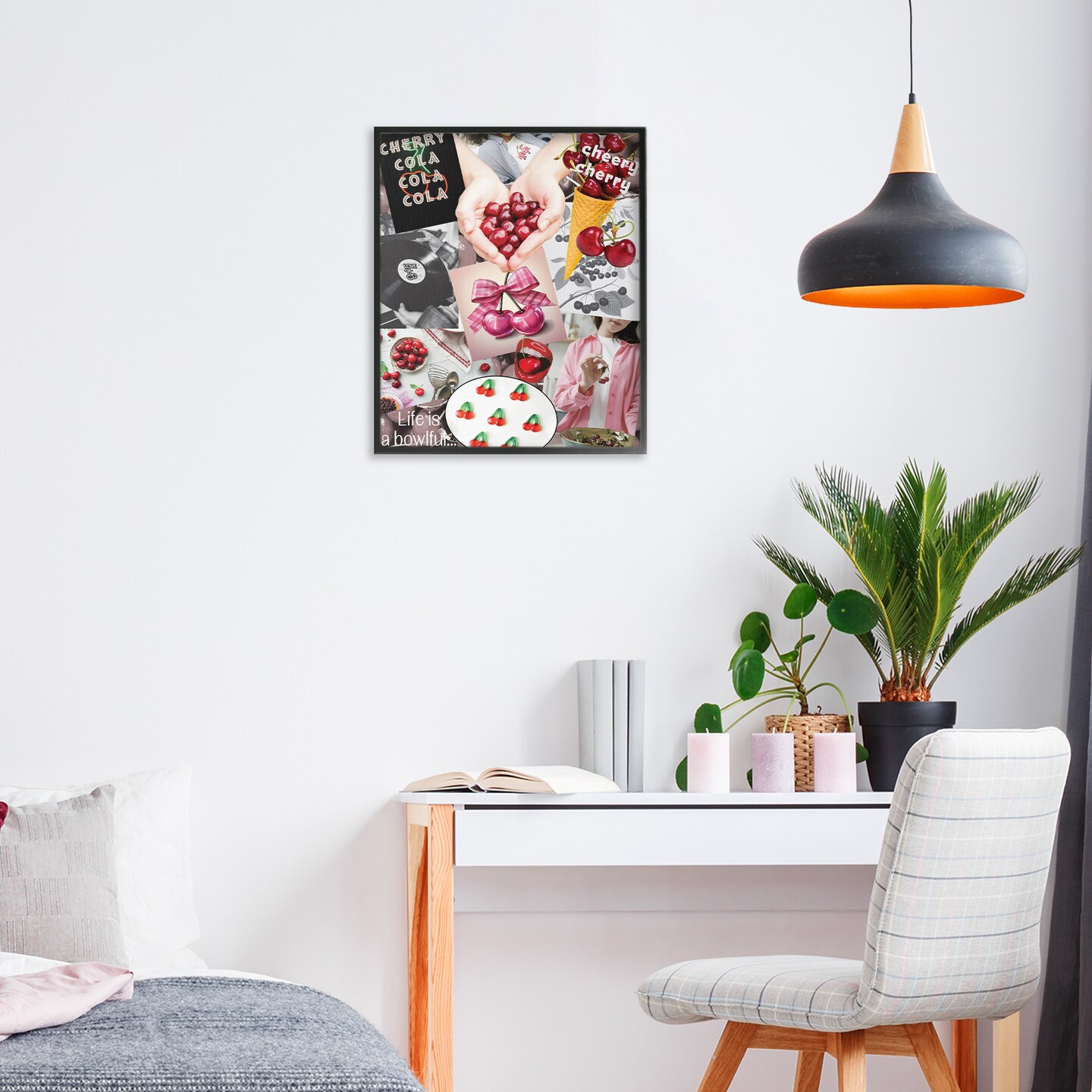 Stupell Industries Retro Cherry Mood Board Framed Giclee, design by Grotto Studios