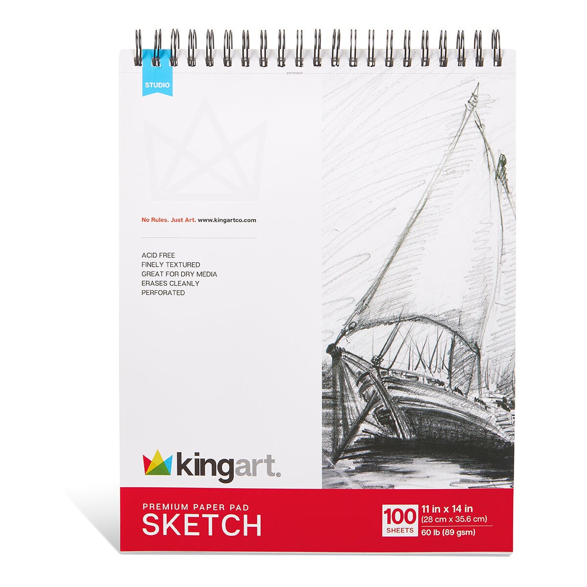KINGART® Sketch Paper Pads - Top Spiral – 11" x 14" (2 Pack, 100 Sheets Each)