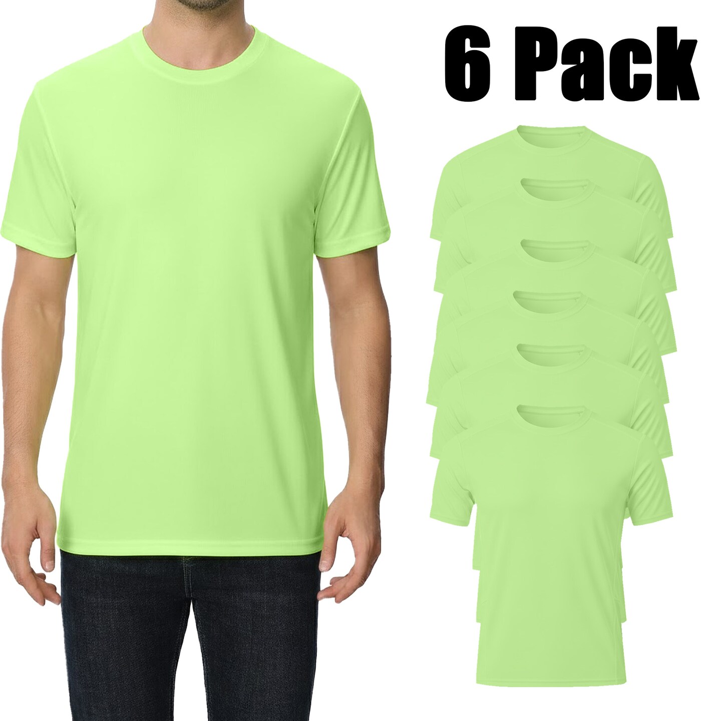 Zfeel ZF910 100% Polyester Performance T-Shirt, 6 Pack - Neon Yellow Customization Blank