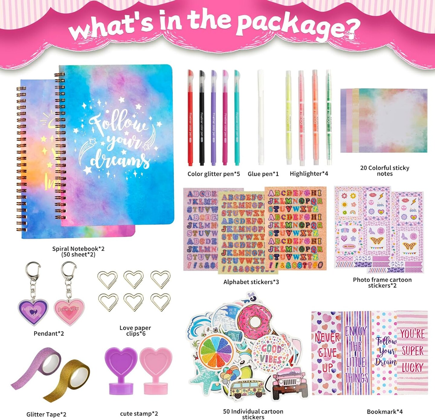 DIY Journal Kit for Teen Girls, Stationary & Diary Set with Stickers,Make Your Own Art Crafts Journaling Kit for Tween, Scrapbook Art Crafts Kit Teen Girl Birthday Gift Idea