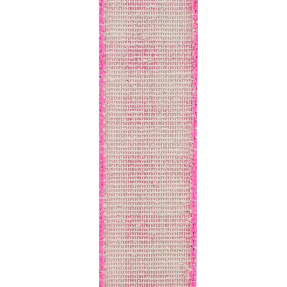 Gingham Hopsack Twill Wired Edge Ribbon --- 1.5 in x 20 yards --- Pink Color