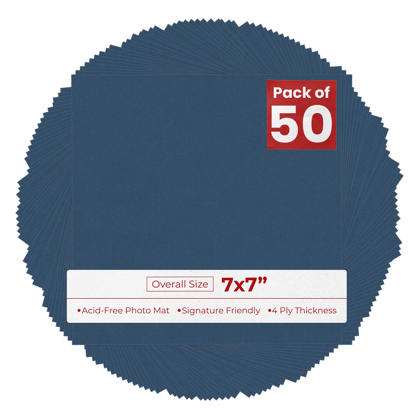 Ink Blue 7x7 Uncut Mat Board - Blank Sheets, No Opening, Color: Blue ...